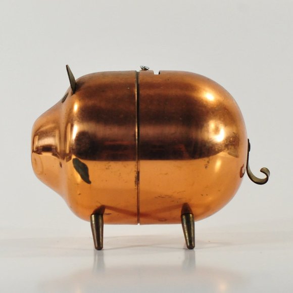 1970s Modern Cute Piggy Bank Shiny Copper - Picture 6 of 11